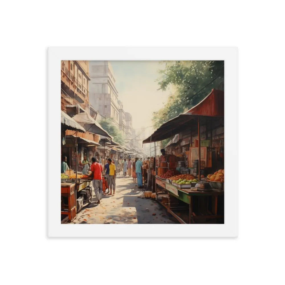 Indian Street Food Street Stalls Painting Framed Poster - Oh Posters