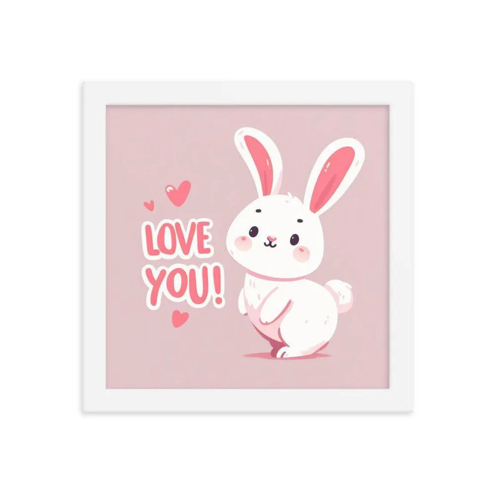 Bunny Rabbit Saying 'Love You' Framed Poster - Oh Posters