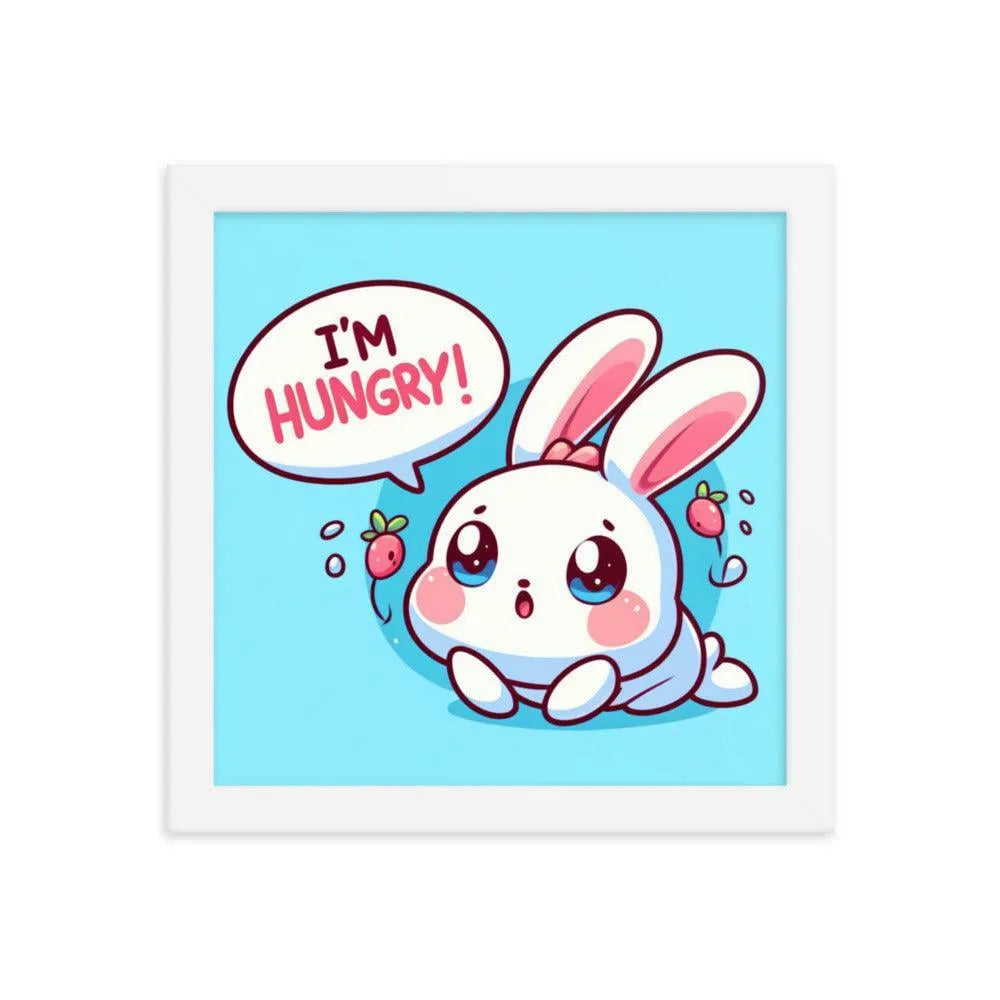 Bunny Rabbit Saying 'I'm Hungry' Framed Poster - Oh Posters
