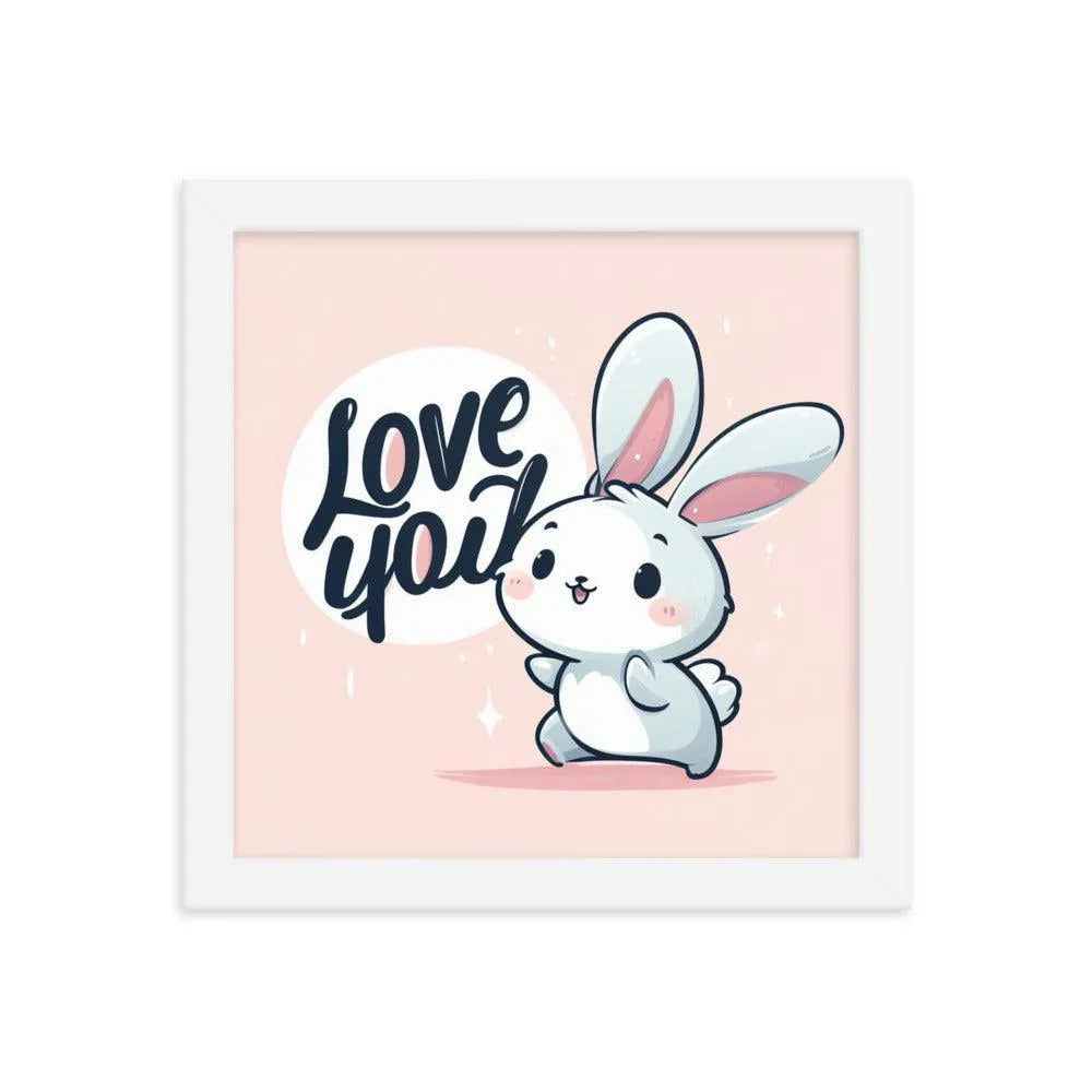 Bunny Rabbit Saying 'Love You' Framed Poster - Oh Posters