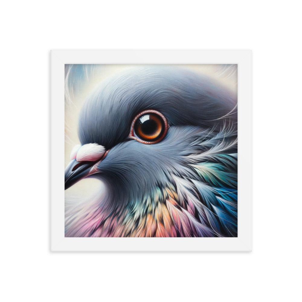 Colorful Pigeon Close-Up Portrait Framed Poster - Oh Posters