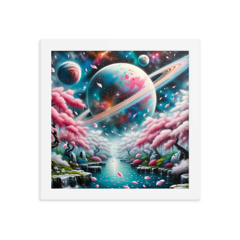 Japanese Garden Cosmic Spray Paint Art Framed Poster - Oh Posters