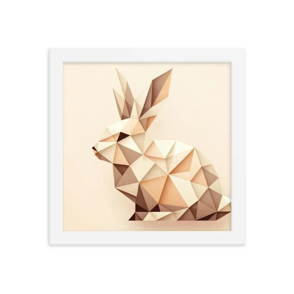 Geometric Beige Rabbit Minimalist Art Framed Poster - Oh Posters