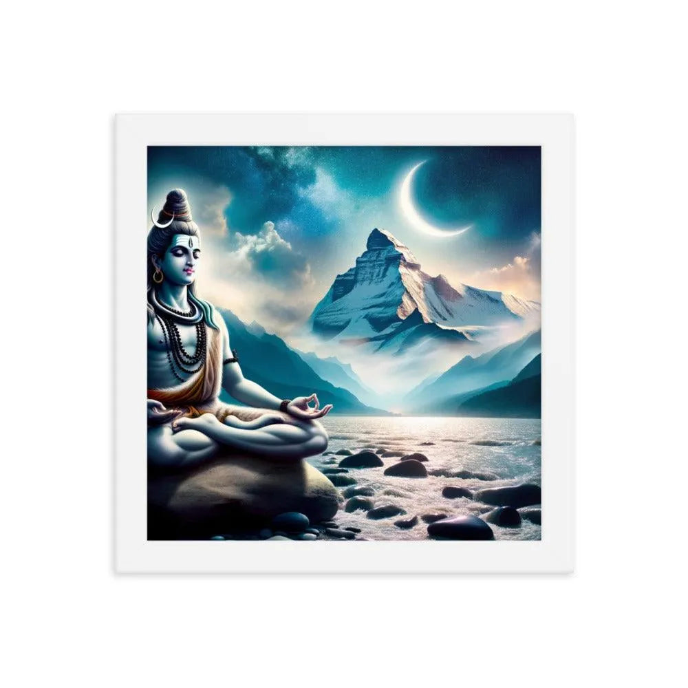 Lord Shiva Meditating by Ganges River Hindu Art Framed Poster - Oh Posters