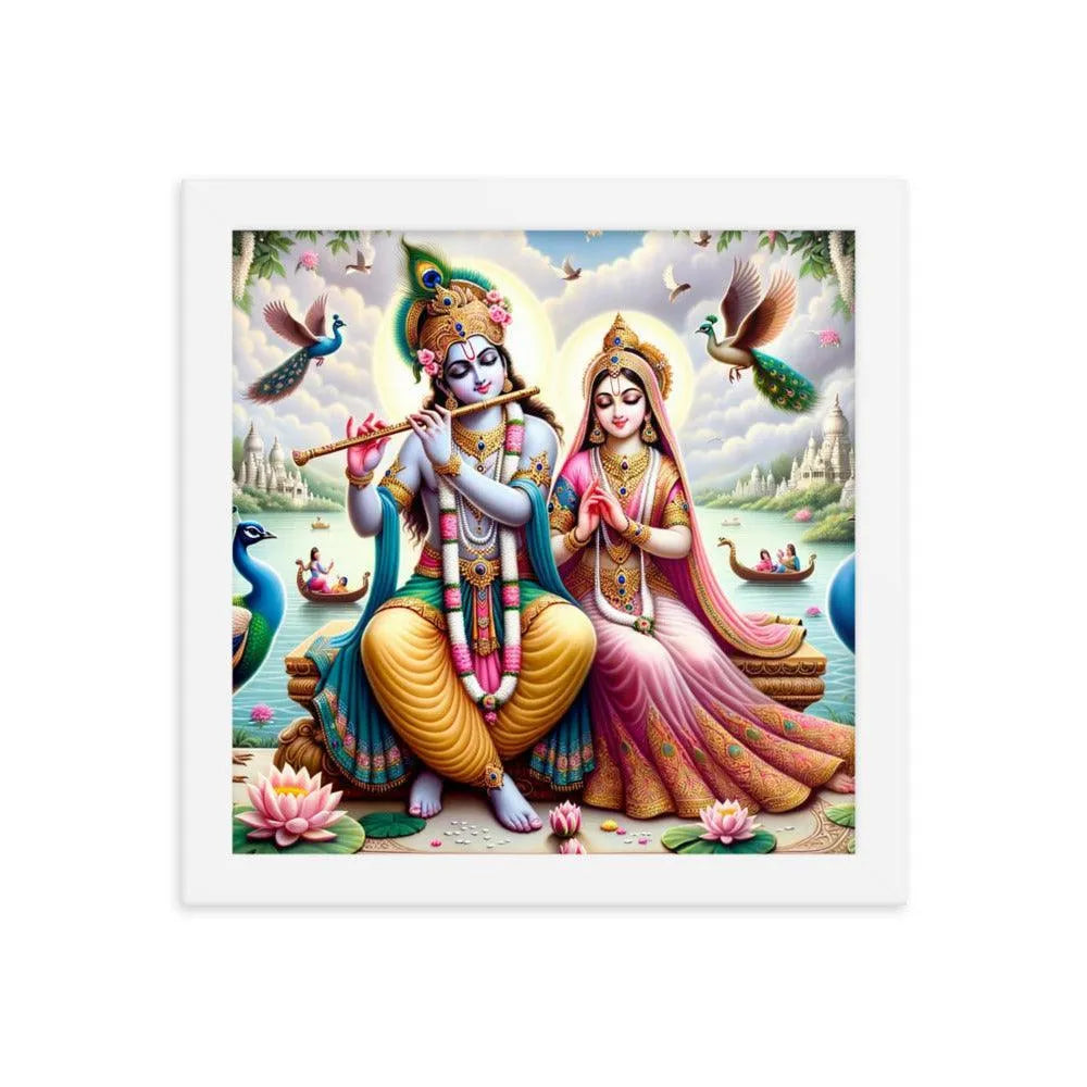 Lord Krishna and Radha Divine Love Hindu Framed Poster - Oh Posters