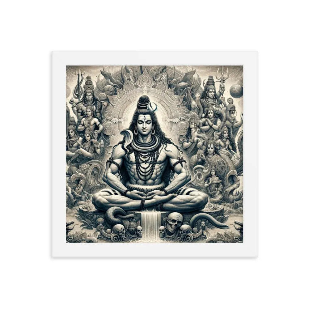 Hindu Lord Shiva Meditating Himalayan Serenity Divine Art Framed Poster - Oh Posters