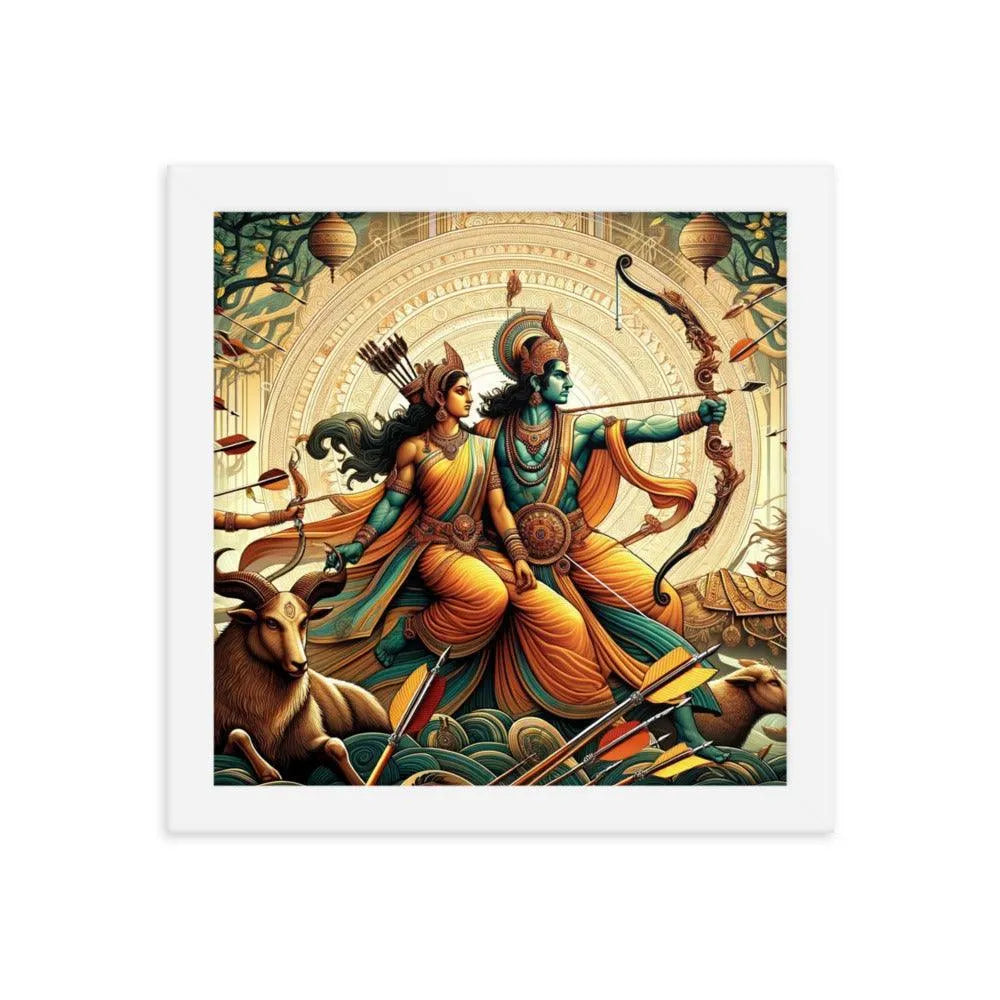 Hindu Lord Rama, Sita, and Lakshmana Ramayana Epic Art Framed Poster - Oh Posters