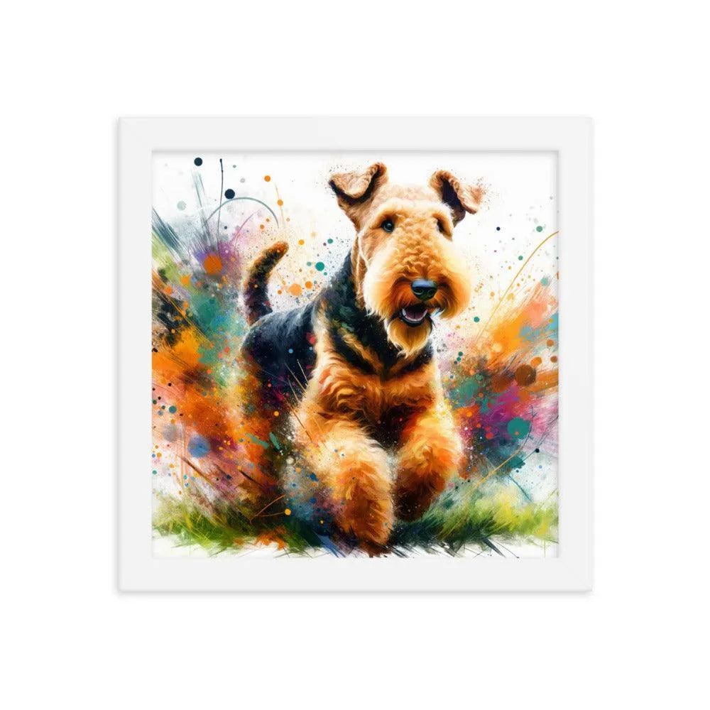 Joyful Airedale Terrier Colorful Artistic Depiction Framed Poster - Oh Posters