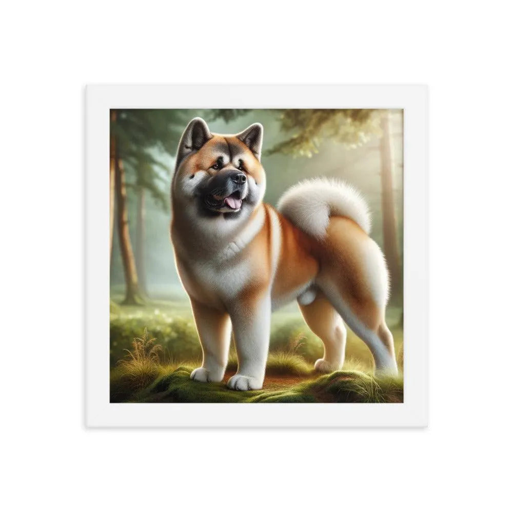 Photo-realistic Akita Standing Proudly in Natural Setting Framed Poster - Oh Posters