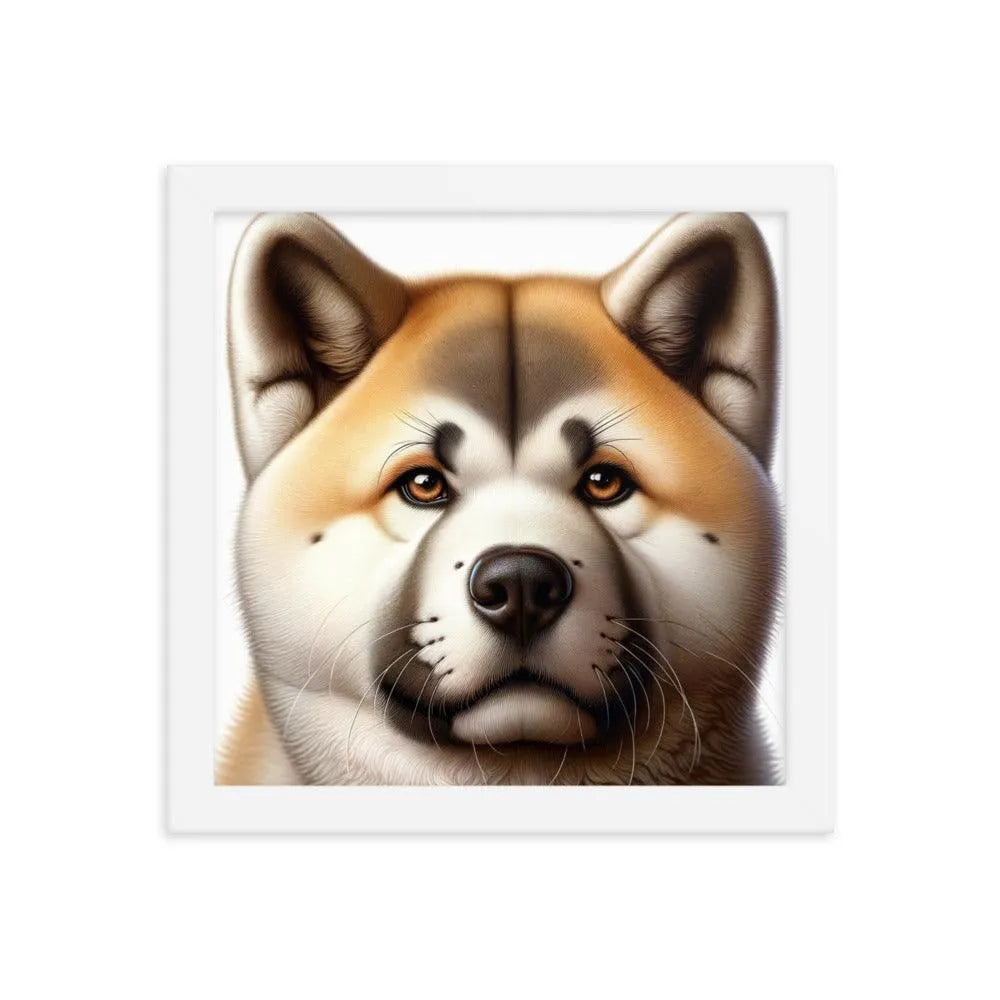 Realistic Akita Face Illustration Framed Poster - Oh Posters