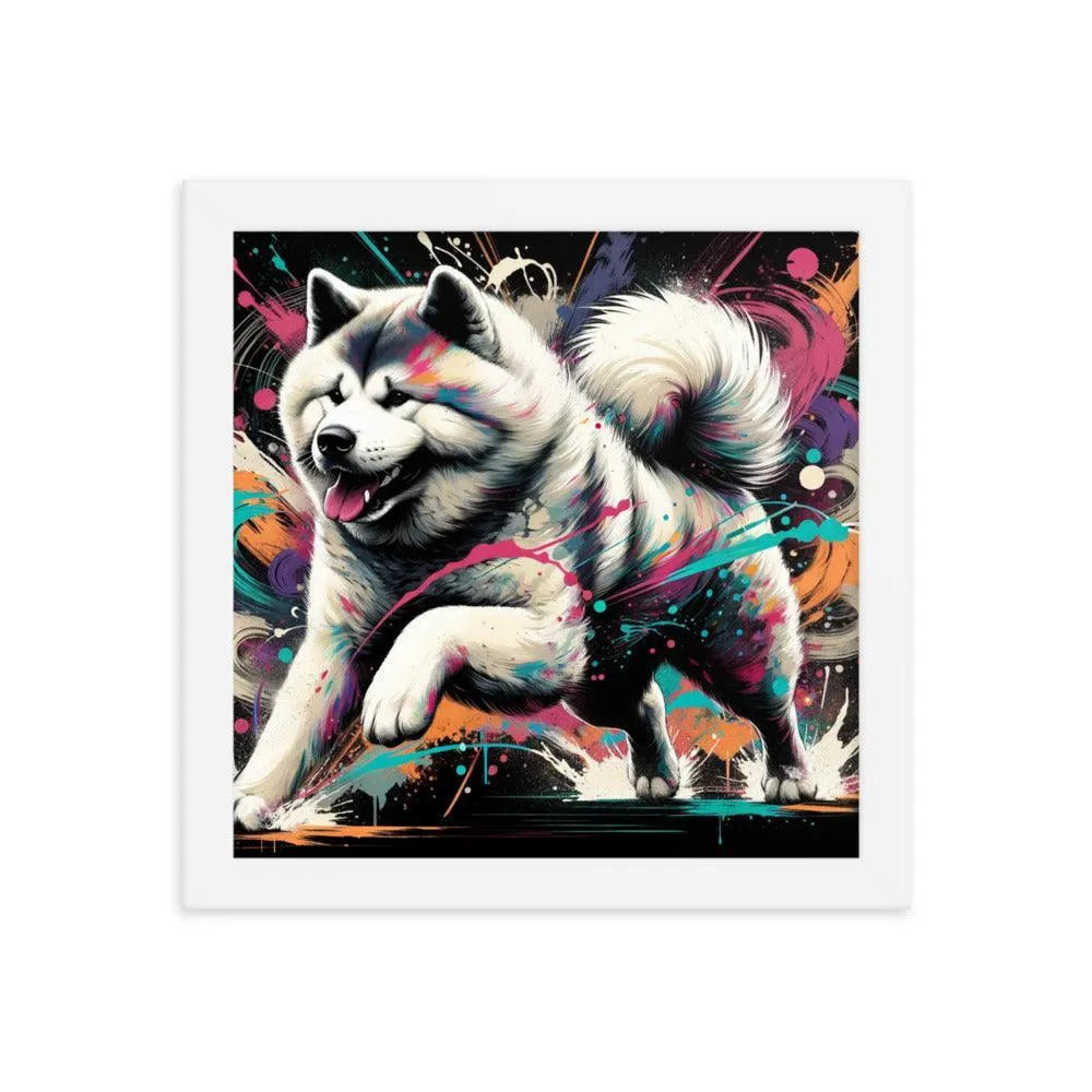 Energetic Akita Abstract Artwork Framed Poster - Oh Posters