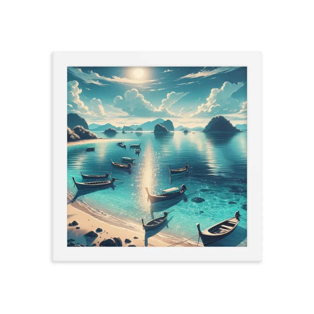 Secluded Shimmering Beach Digital Art Framed Poster - Oh Posters