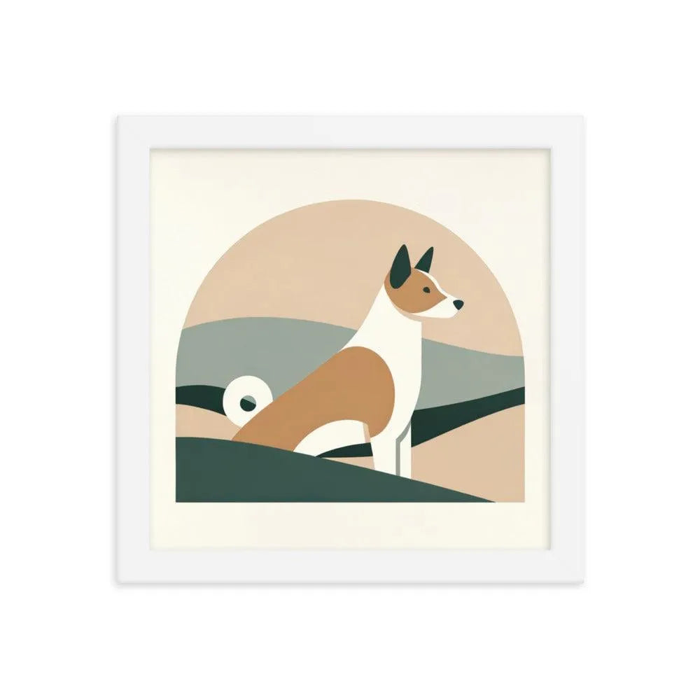 Geometric Basenji Dog Minimal Art Framed Poster - Oh Posters