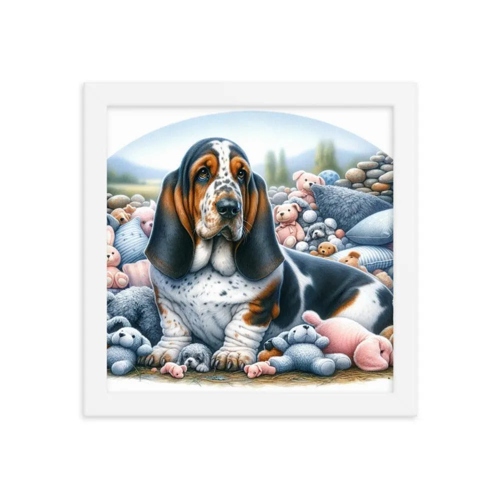 Cute and Cuddly Basset Bleu de Gascogne Art Framed Poster - Oh Posters