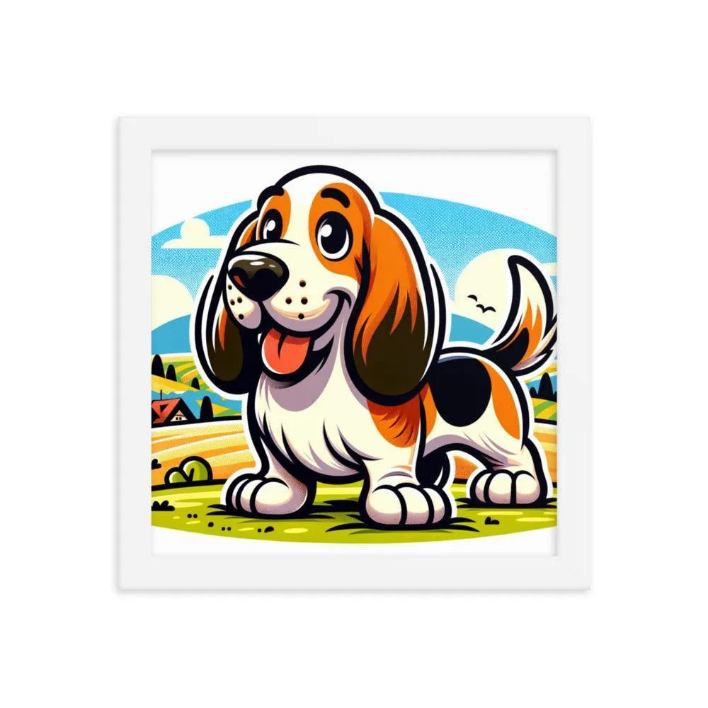 Playful Basset Fauve de Bretagne Cartoon Art Framed Poster - Oh Posters