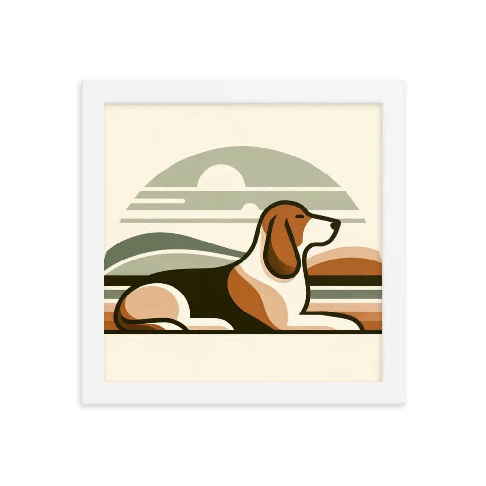 Elegant Basset Hound Minimalist Art Framed Poster - Oh Posters