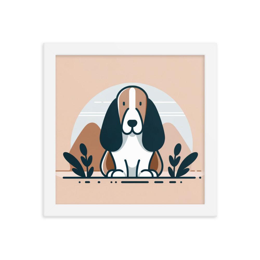 Charming Basset Hound Minimalist Art Framed Poster - Oh Posters