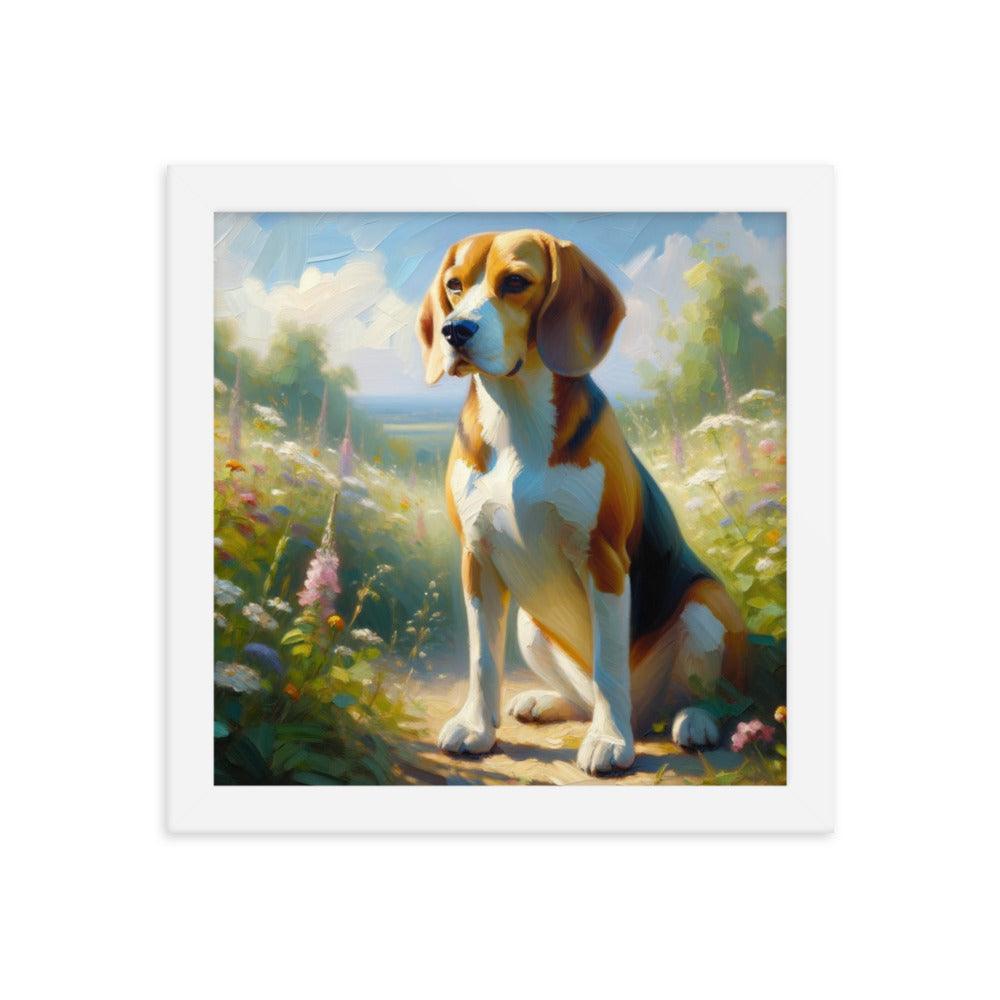 Graceful Beagle Oil Painting Framed Poster - Oh Posters