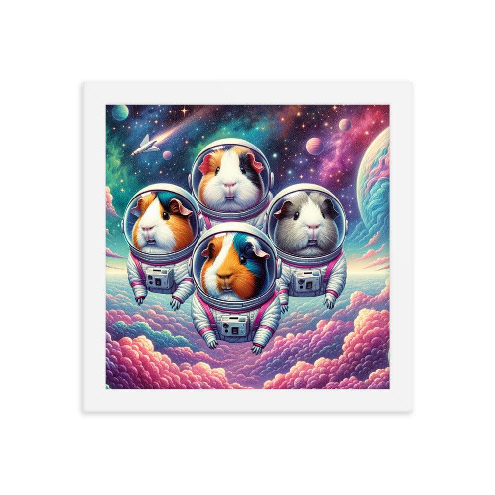 Guinea Pig Astronauts Cosmic Exploration Vibrant Framed Poster - Oh Posters