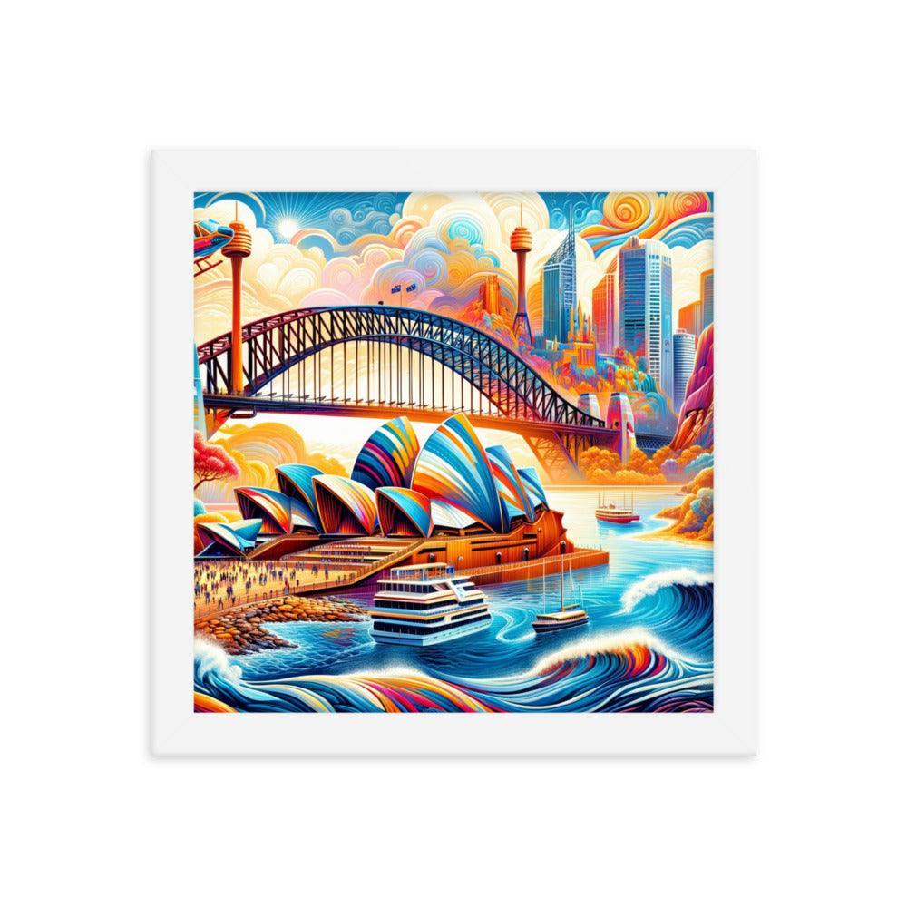 Sydney Harbour Surreal Scenery Vibrant Art Framed Poster - Oh Posters