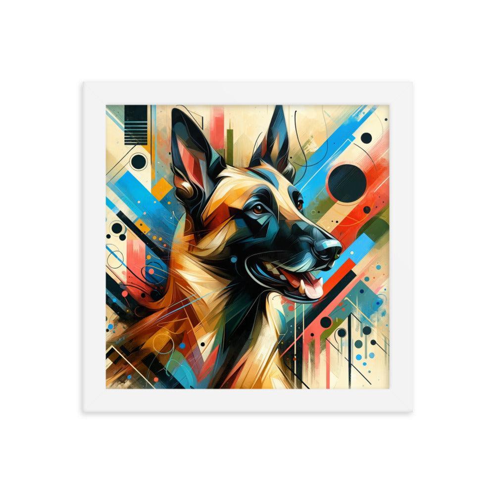 Geometric Belgian Malinois Abstract Art Framed Poster - Oh Posters