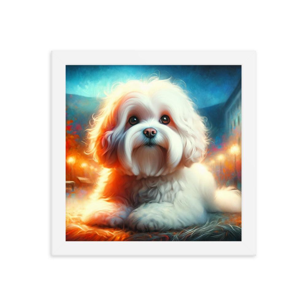 Enchanted Evening Bolognese Dog Dreamy Art Framed Poster - Oh Posters