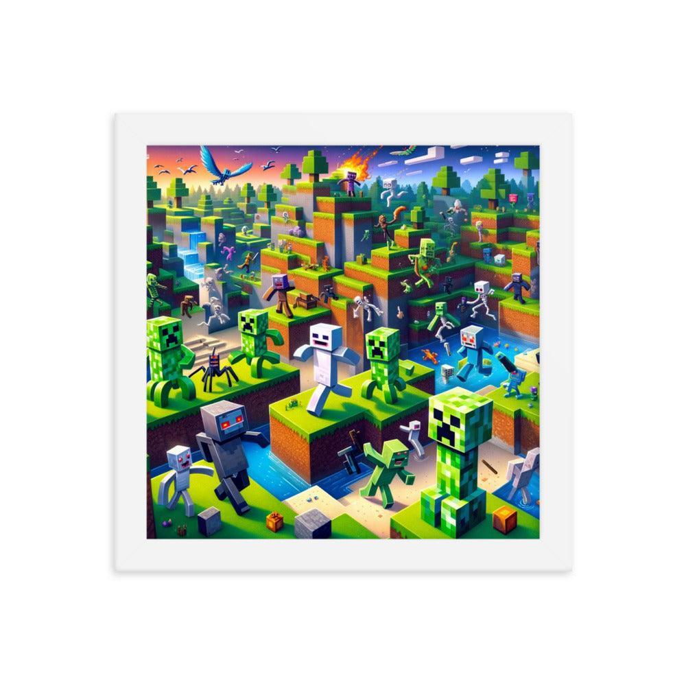 Minecraft Adventure Dynamic Character Action Framed Poster - Oh Posters