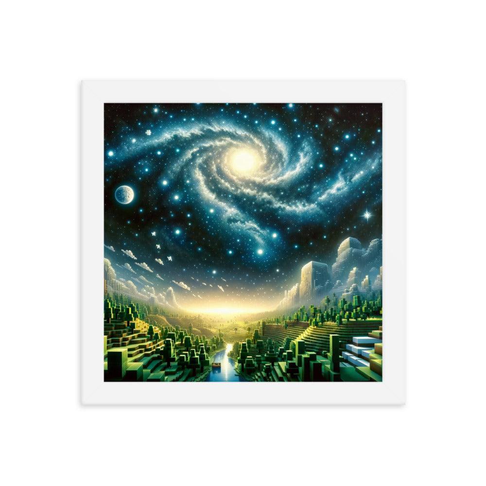 Galactic Spiral Minecraft Universe Digital Art Framed Poster - Oh Posters