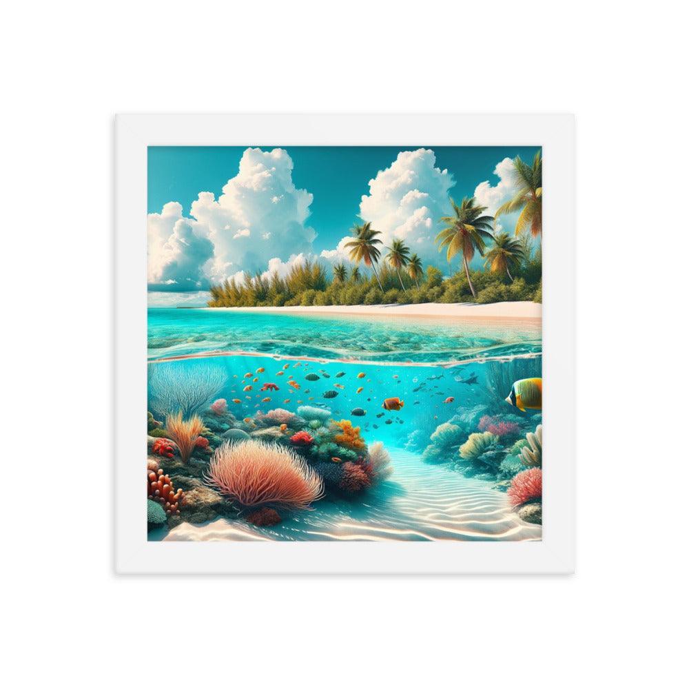 Tropical Paradise Underwater Coral Reef Bahamas Framed Poster - Oh Posters