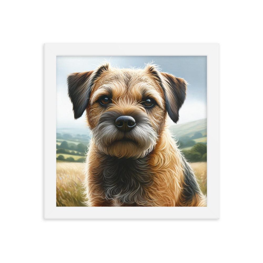 Border Terrier Countryside Portrait Art Framed Poster - Oh Posters