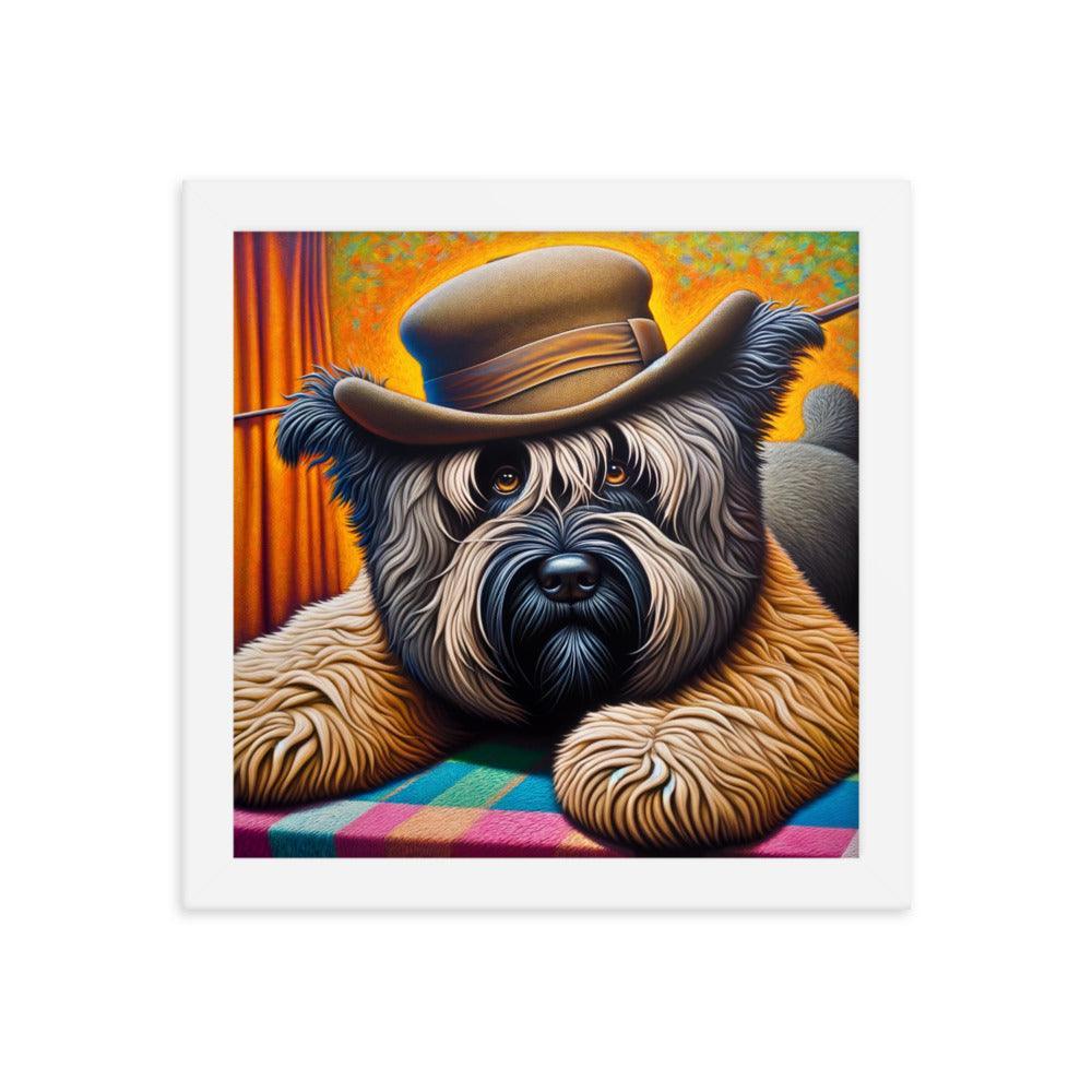 Bouvier Des Flandres Cowboy Hat Quirky Portrait Framed Poster - Oh Posters