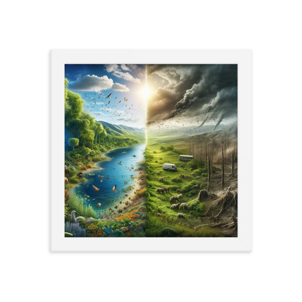 Climate Contrast Environmental Awareness Framed Poster - Oh Posters