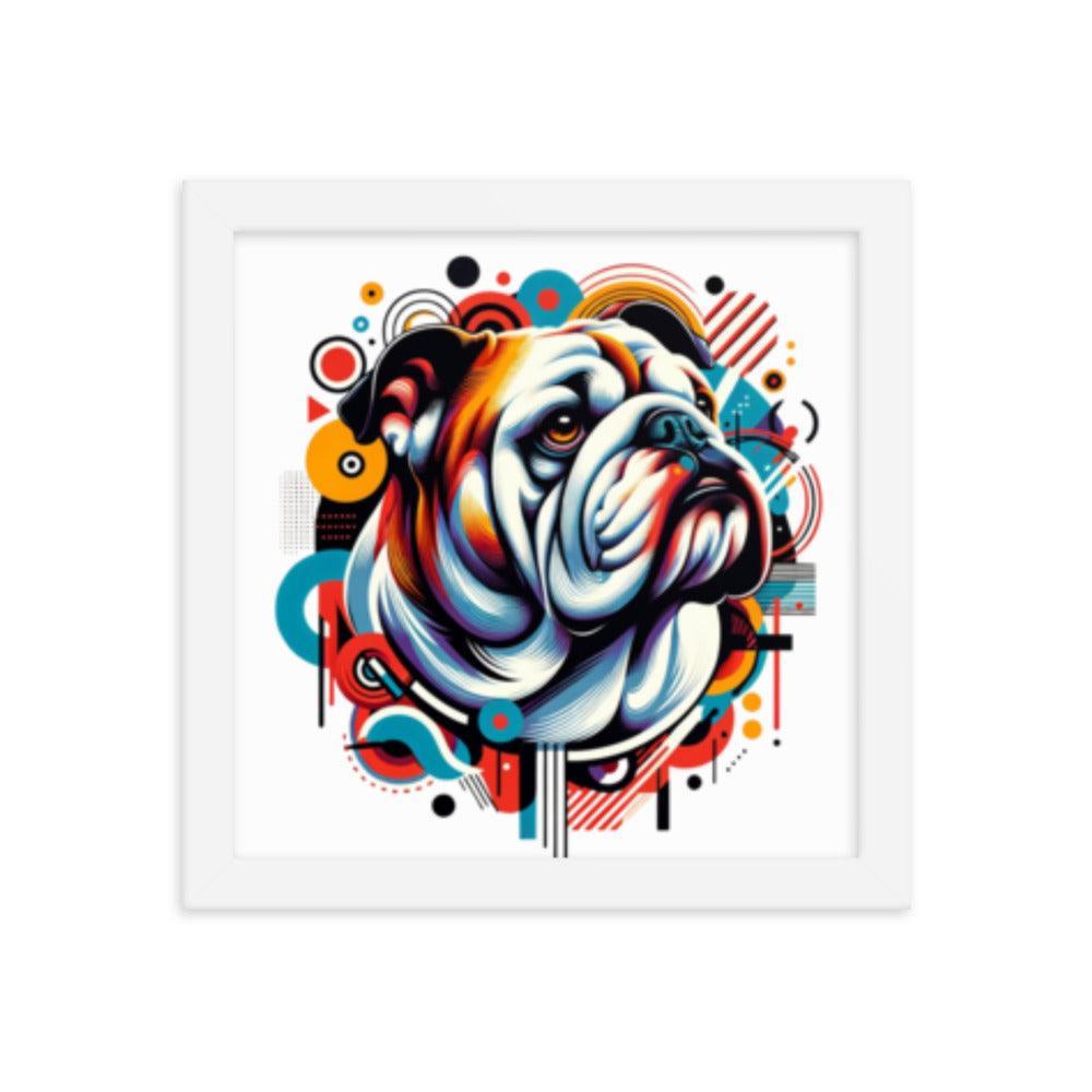 English Bulldog Modern Pop Art with Bold Shapes and Vivid Colors Framed Poster - Oh Posters