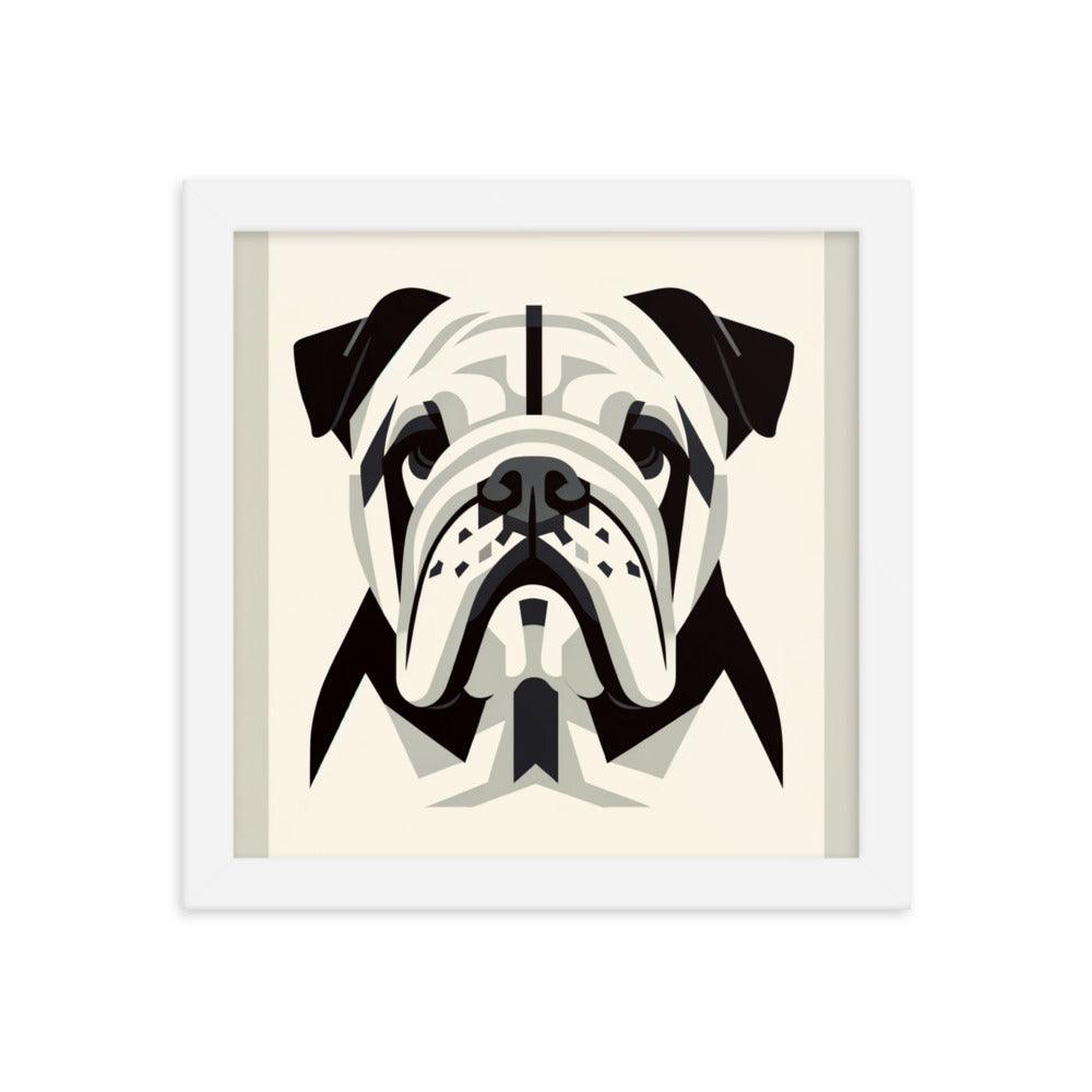 English Bulldog Minimalist Design with Geometric Shapes Framed Poster - Oh Posters