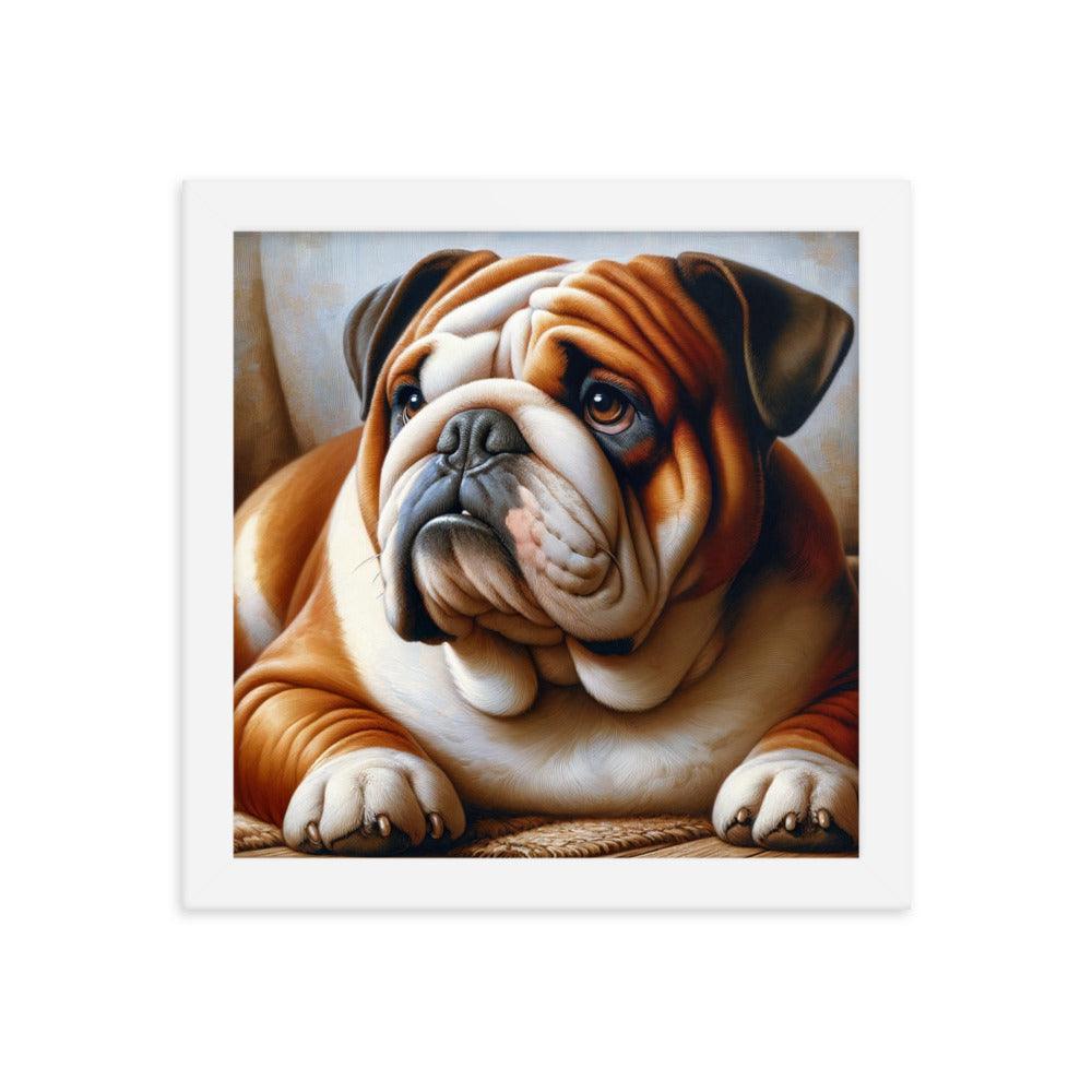 English Bulldog Elegance in Rich Colors with Simple Background Framed Poster - Oh Posters