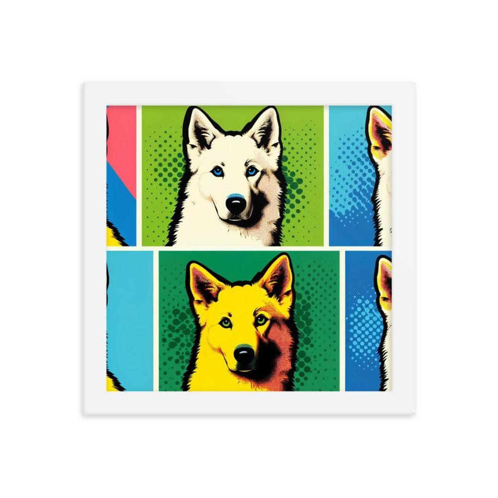 Canaan Dog Pop Art Series with Colorful Panels Framed Poster - Oh Posters