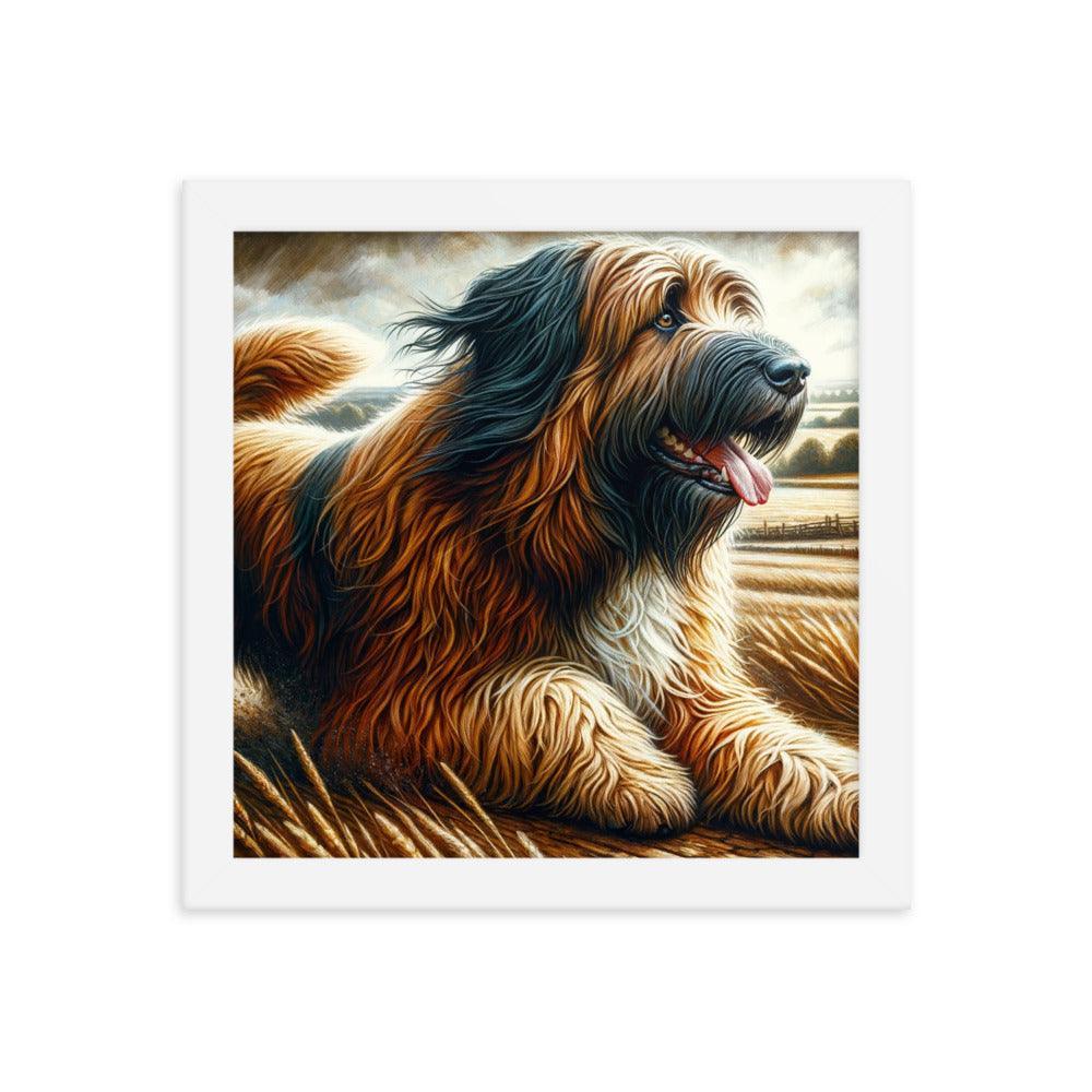 Catalan Sheepdog in Countryside Landscape Framed Poster - Oh Posters