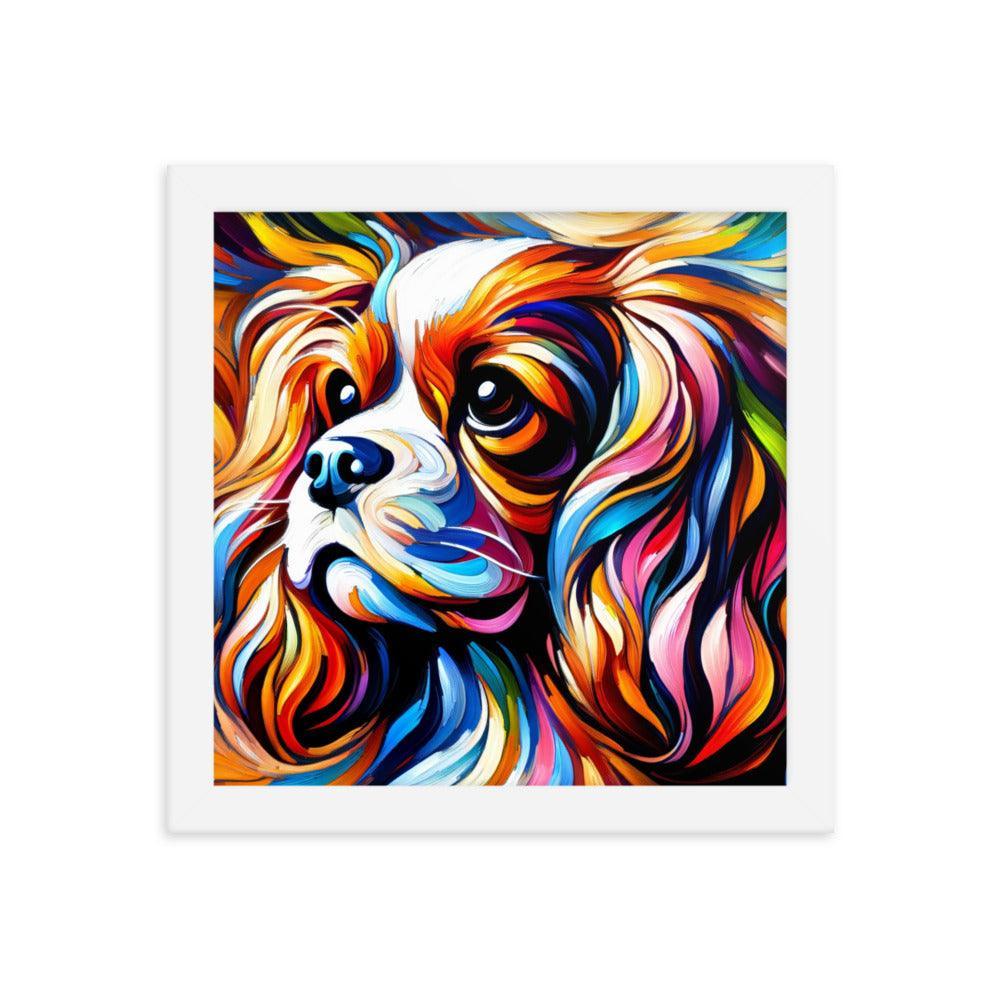 Cavalier King Charles Spaniel in Fauvism Bold Hues and Expressive Brushstrokes Framed Poster - Oh Posters