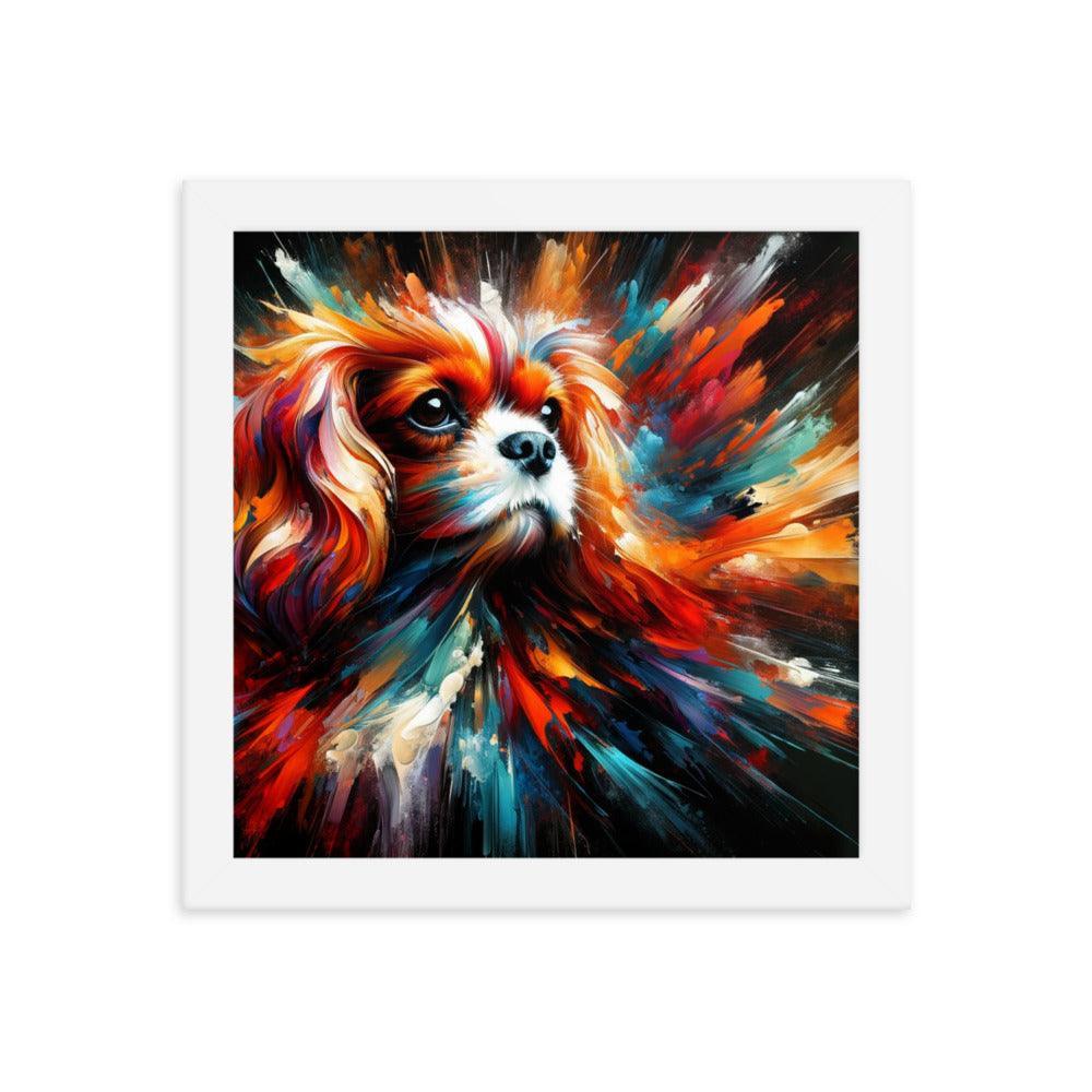 Cavalier King Charles Spaniel Abstract Brush Strokes and Intense Vibrant Colors Framed Poster - Oh Posters