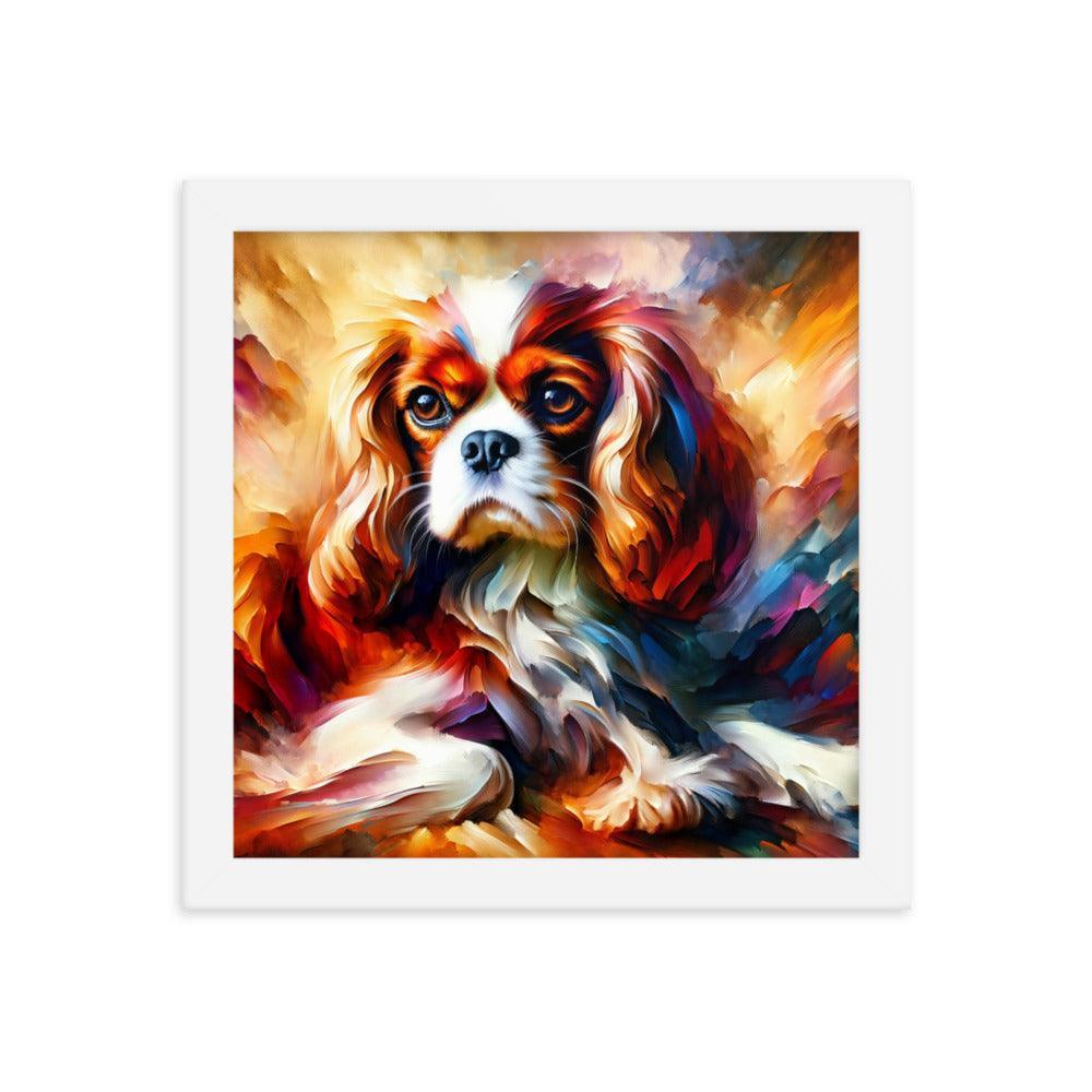 Cavalier King Charles Spaniel Vivid Brush Painting Framed Poster - Oh Posters