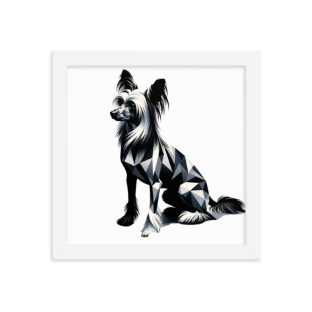 Chinese Crested Dog in Geometric Shadows Sleek Design Framed Poster - Oh Posters