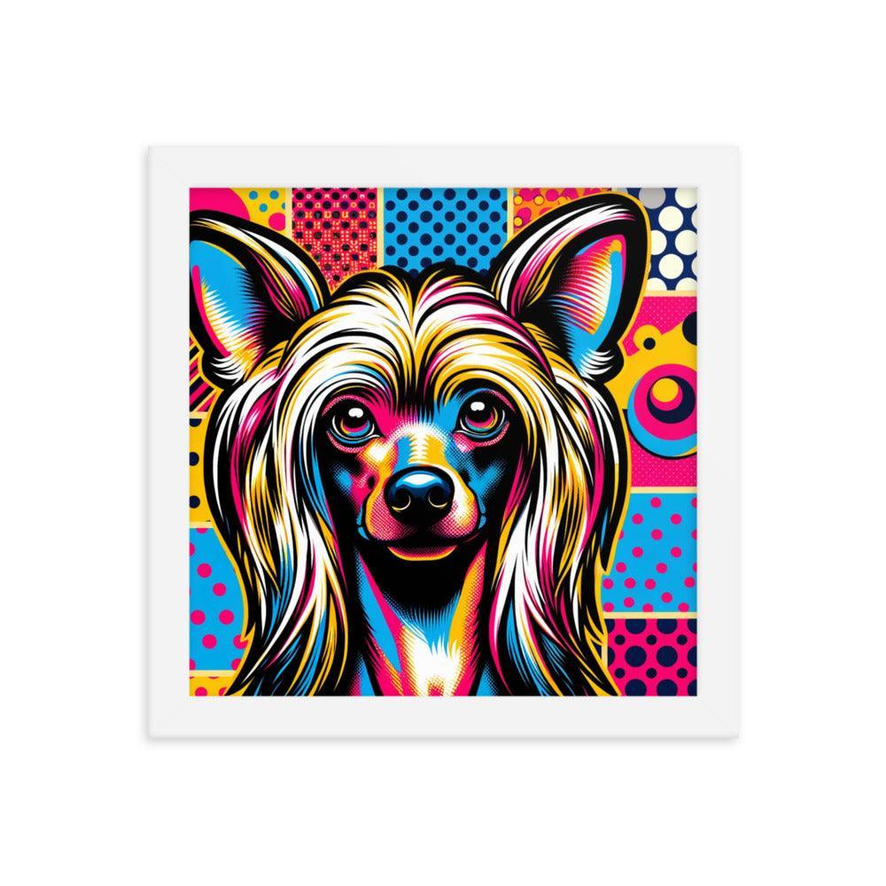 Chinese Crested Dog Pop Art in Bright Graphic Style Framed Poster - Oh Posters