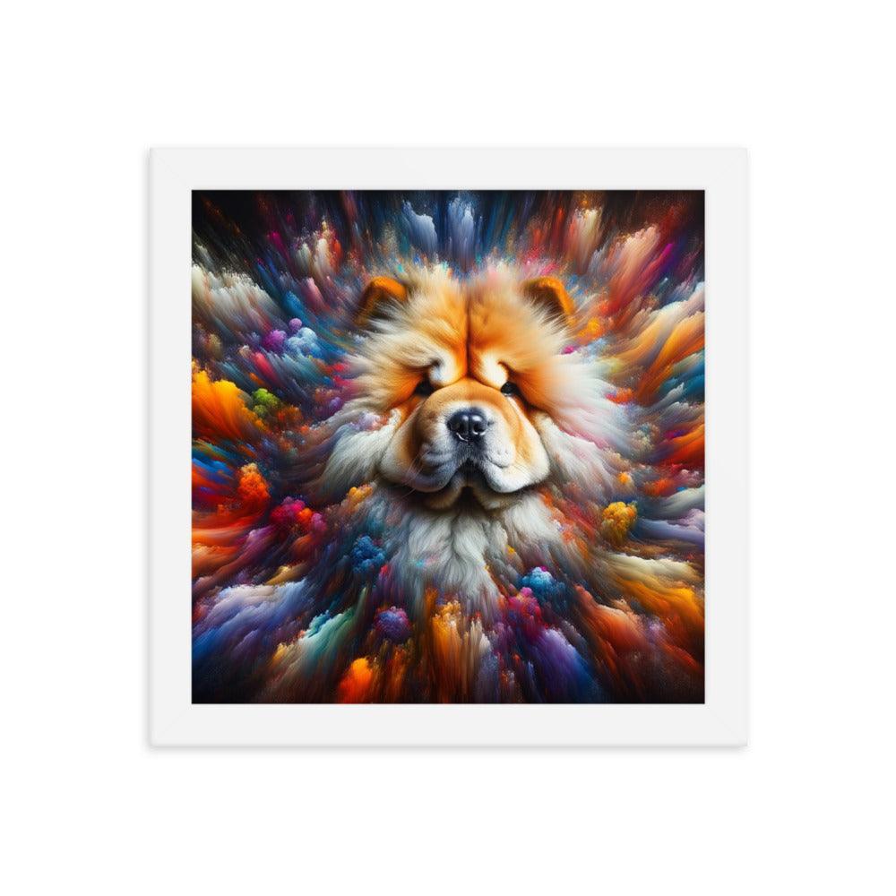 Chow Chow Abstract Burst of Vibrant Colors and Shapes Framed Poster - Oh Posters