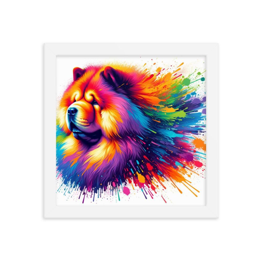 Chow Chow Rainbow Splatter Dynamic Spectrum Framed Poster - Oh Posters