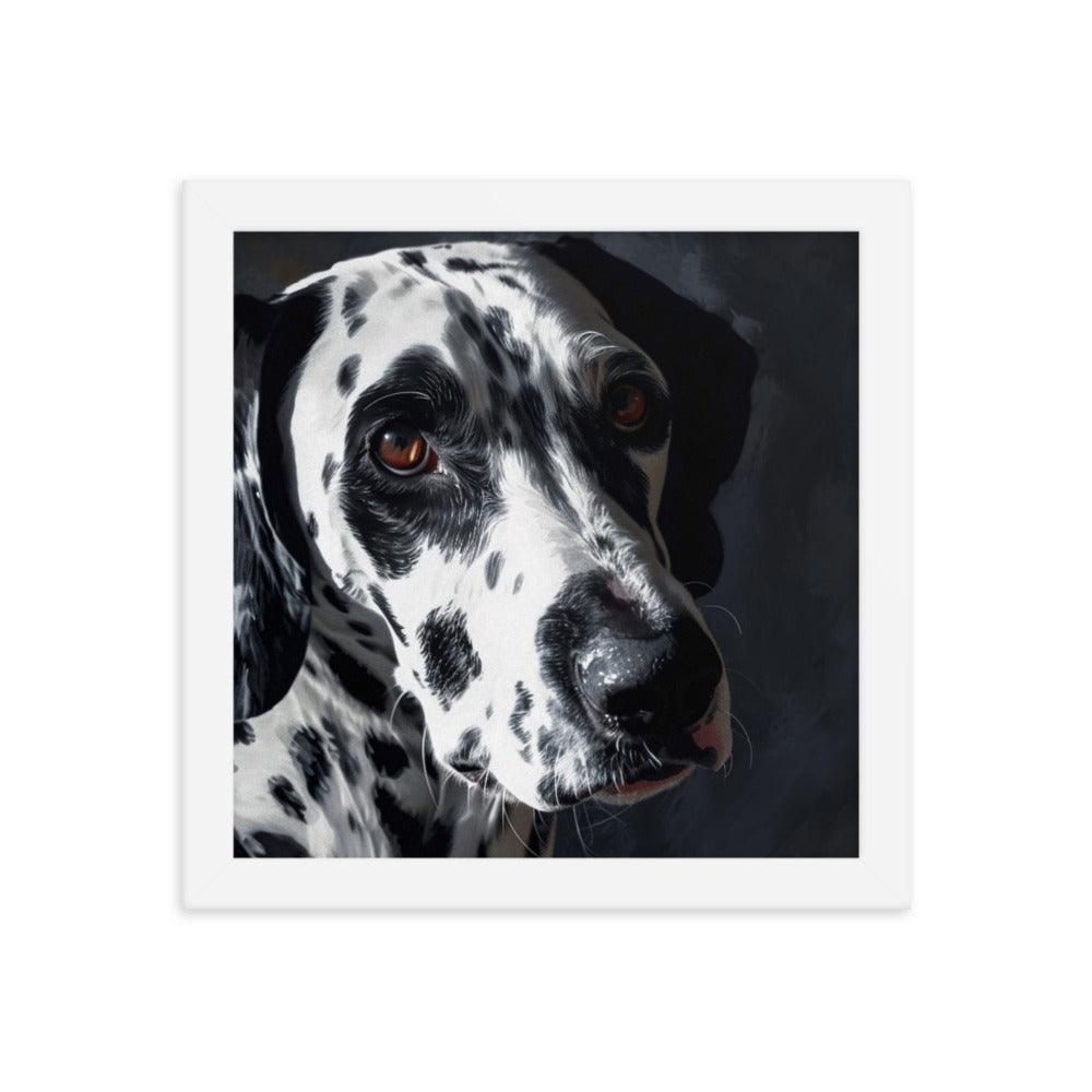 Dalmatian Dark Elegance Dog Portrait Framed Poster - Oh Posters