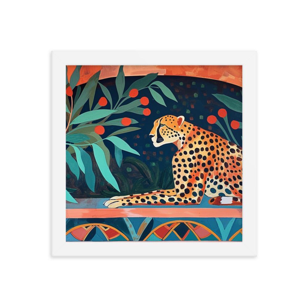 Cheetah Resting in Archway Botanical Art Framed Poster - Oh Posters