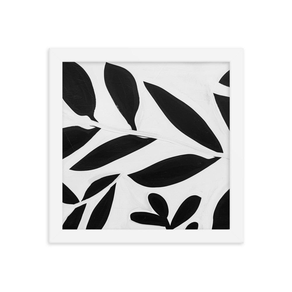 Textured Leaf Contrast Silhouette Monochrome Painting Framed Poster - Oh Posters