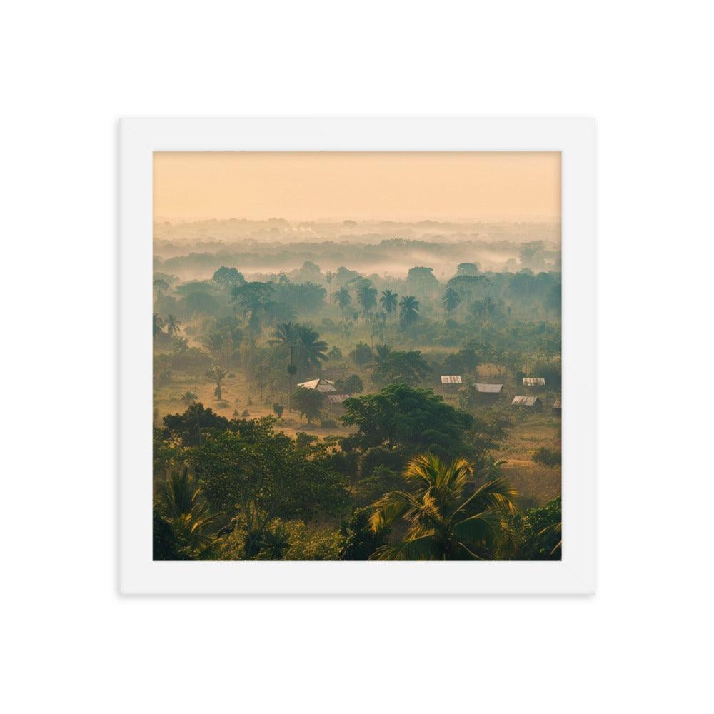 Early Morning Fog Over Benin Village Digital Art Framed Poster - Oh Posters