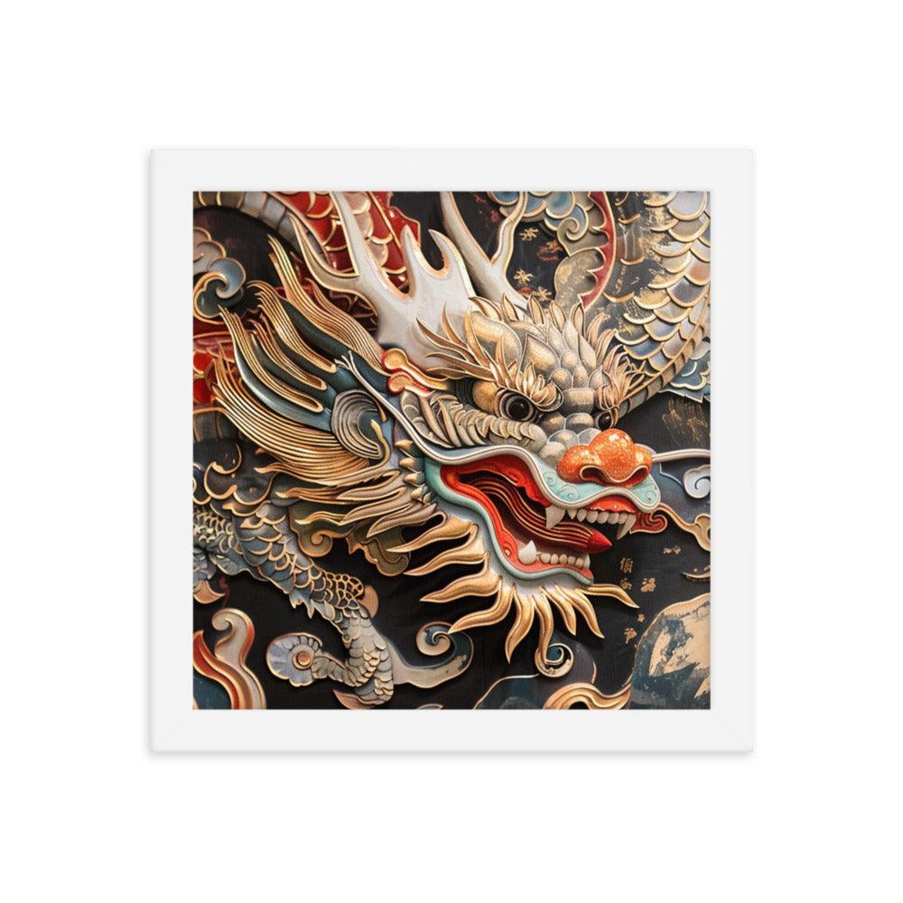 China Classic Dragon Sculpture Artwork Framed Poster - Oh Posters