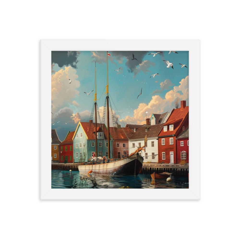 Historic Danish Seaport Denmark Digital Art Framed Poster - Oh Posters